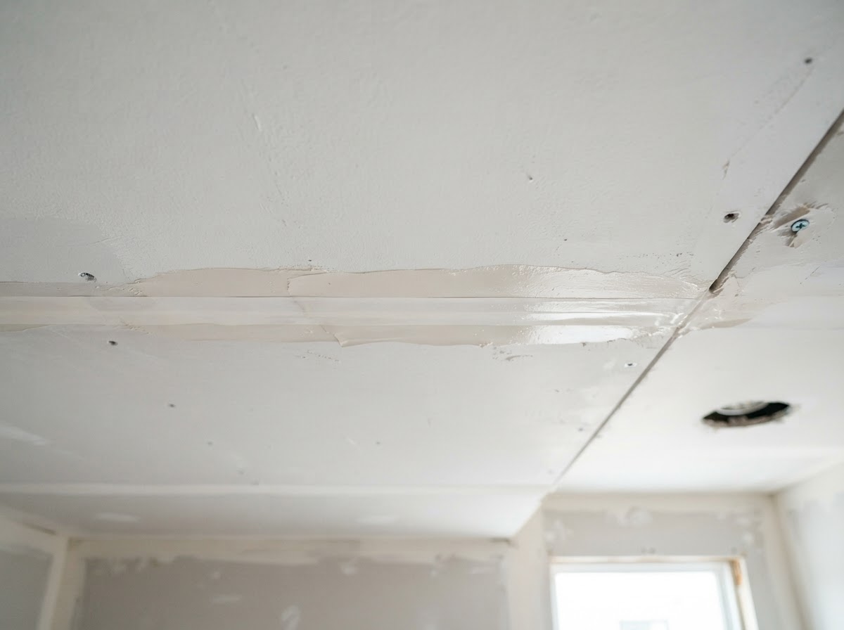 Ceiling seam and crack repair with joint tape and compound