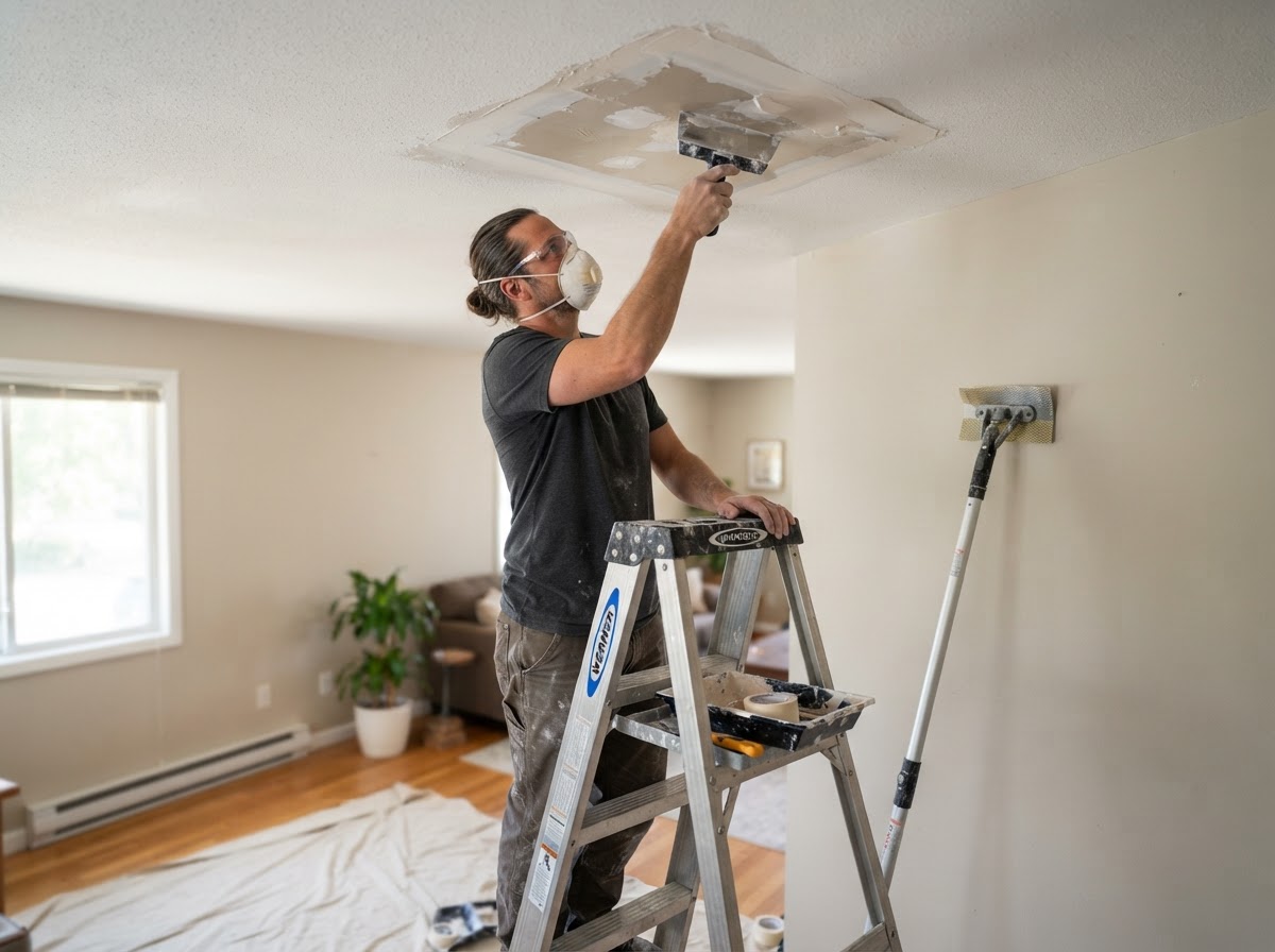Ceiling drywall repair in a Lorain Ohio home
