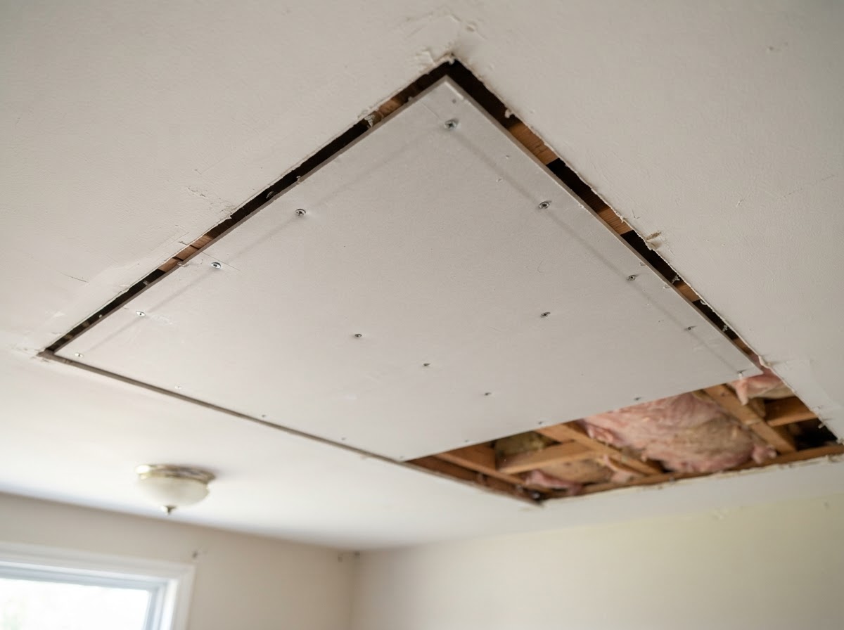 Ceiling water-damage drywall replacement section