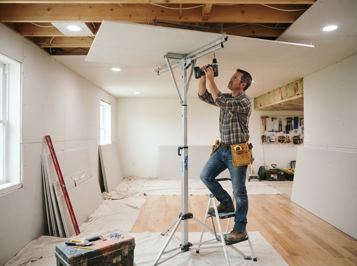 Drywall panel installation for an Elyria Ohio interior remodel