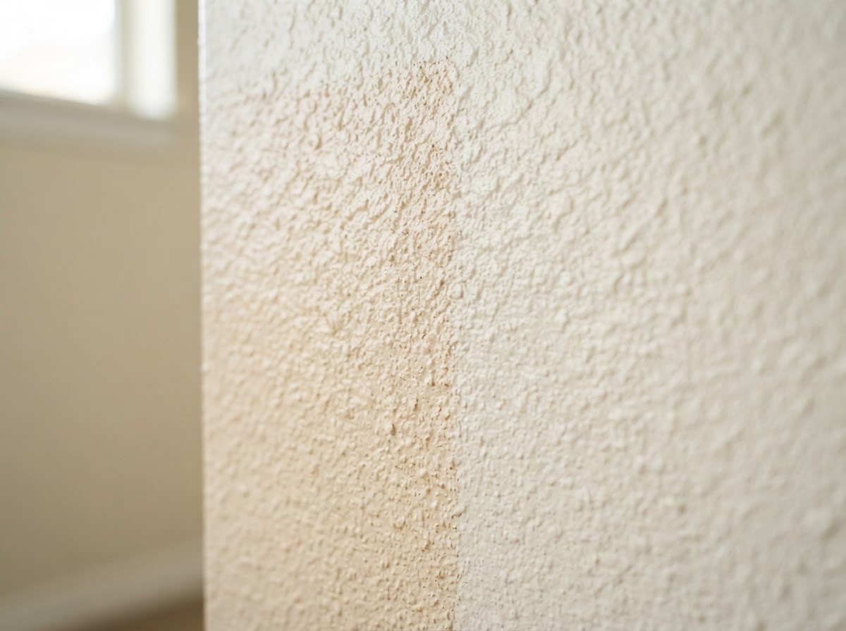 Texture matching detail on a repaired interior wall