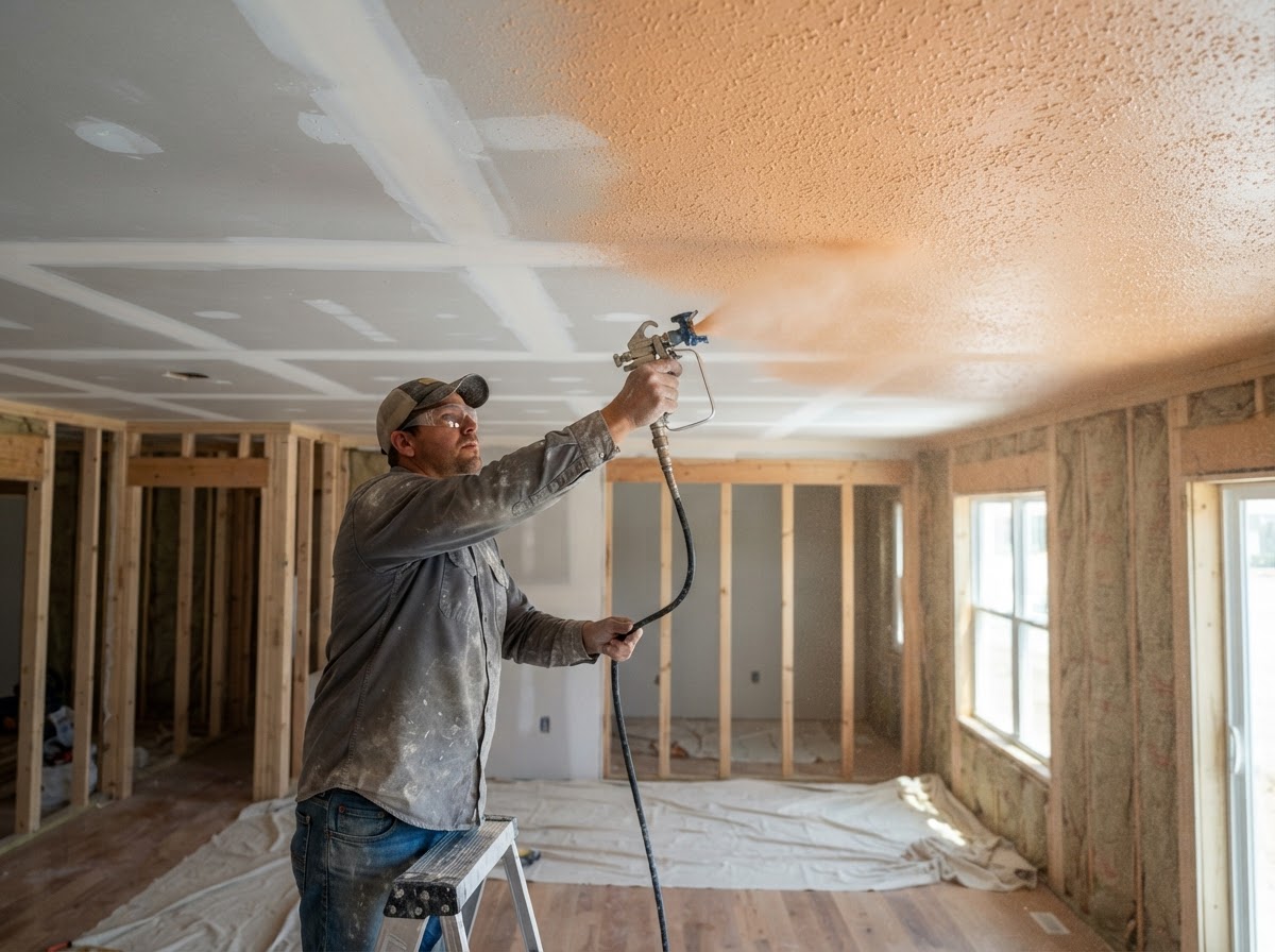 Drywall texture restoration around a previous repair in a Lorain Ohio home