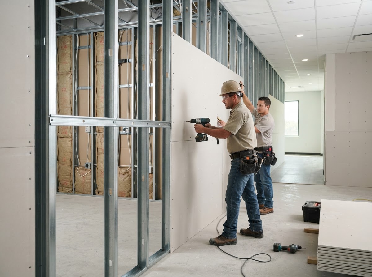 Commercial interior drywall installation and finishing near North Ridgeville Ohio