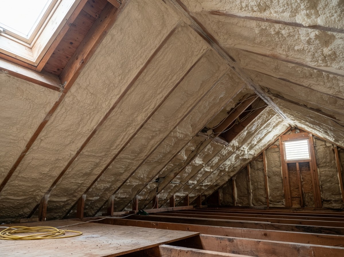 Spray foam insulation installed along an appropriate Aptos roof deck assembly