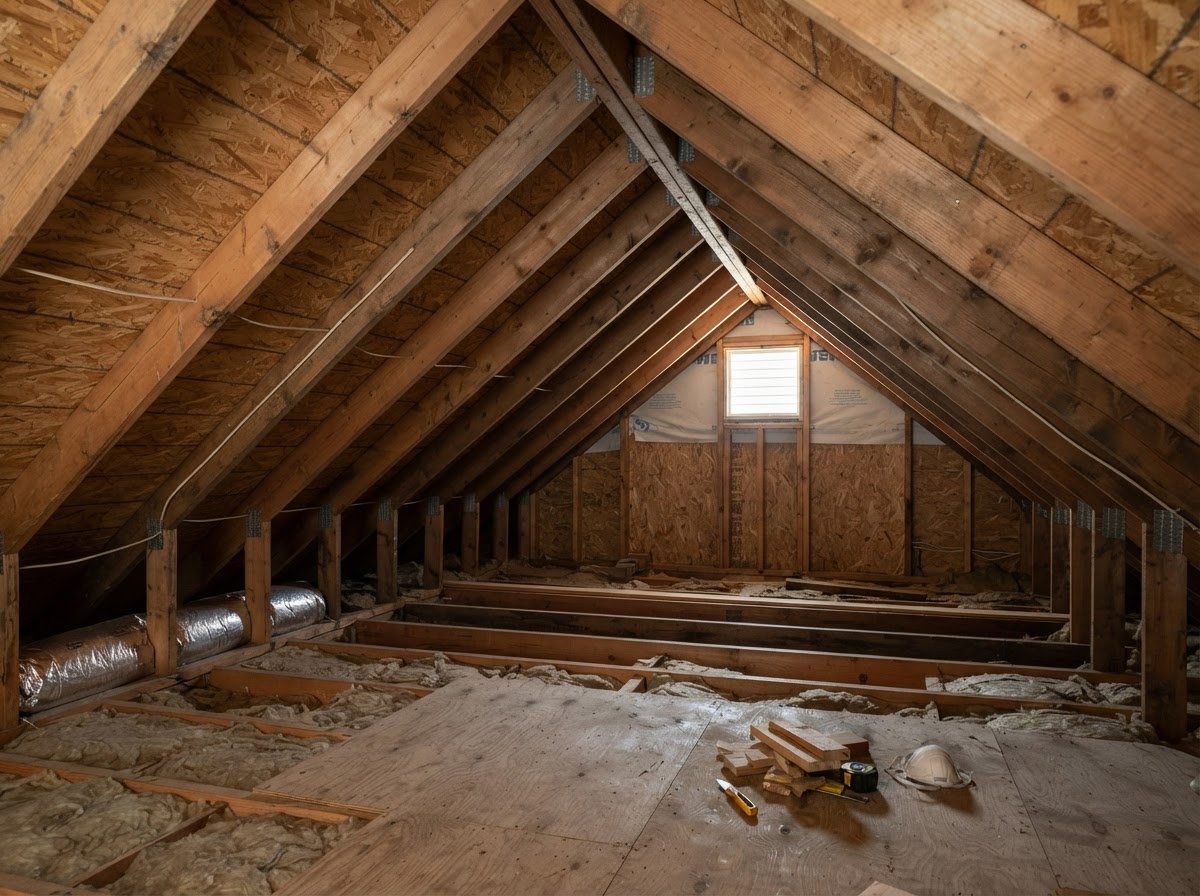 Roof and attic assembly context in a Marina property