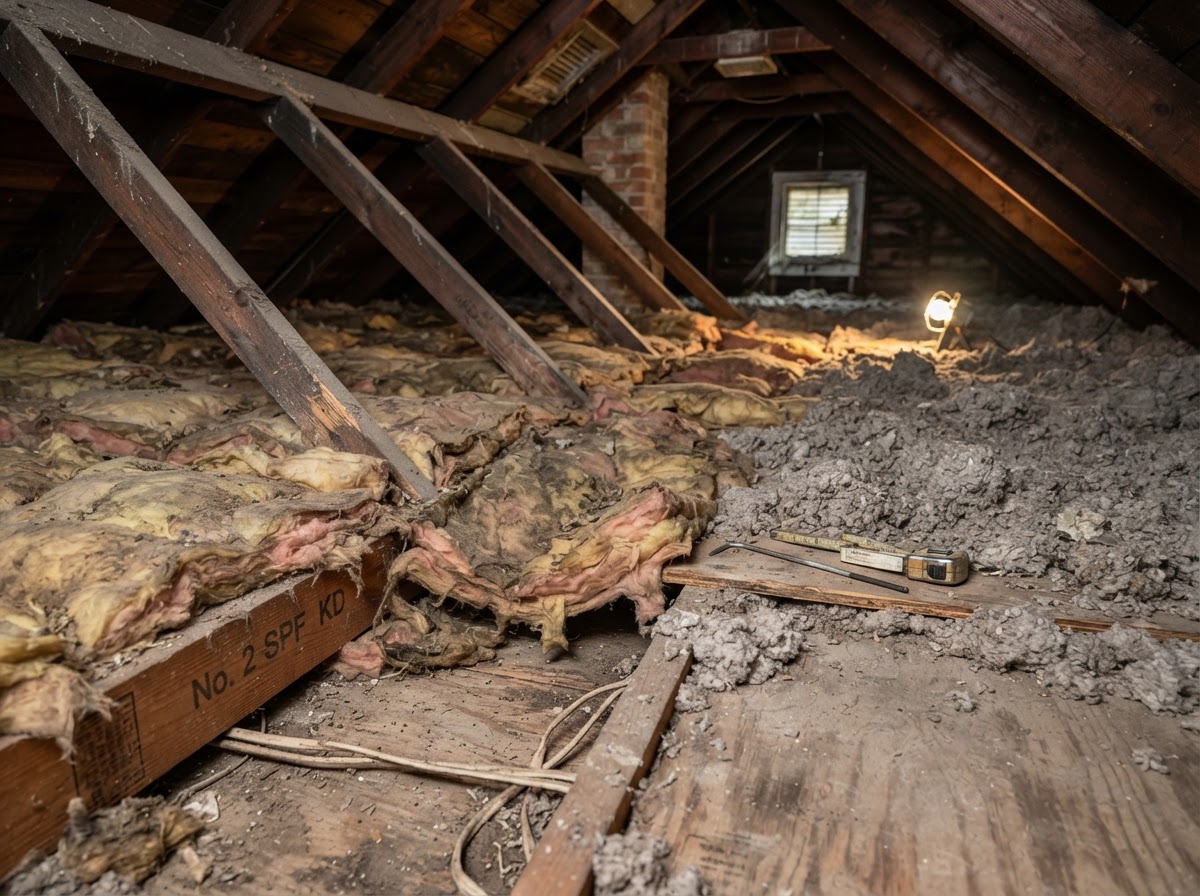 Existing insulation condition evaluated before removal