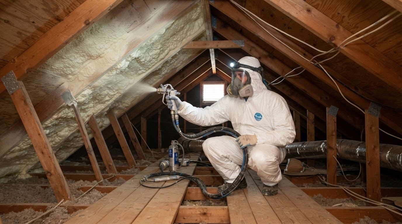 Attic insulation work in an Aptos residential property