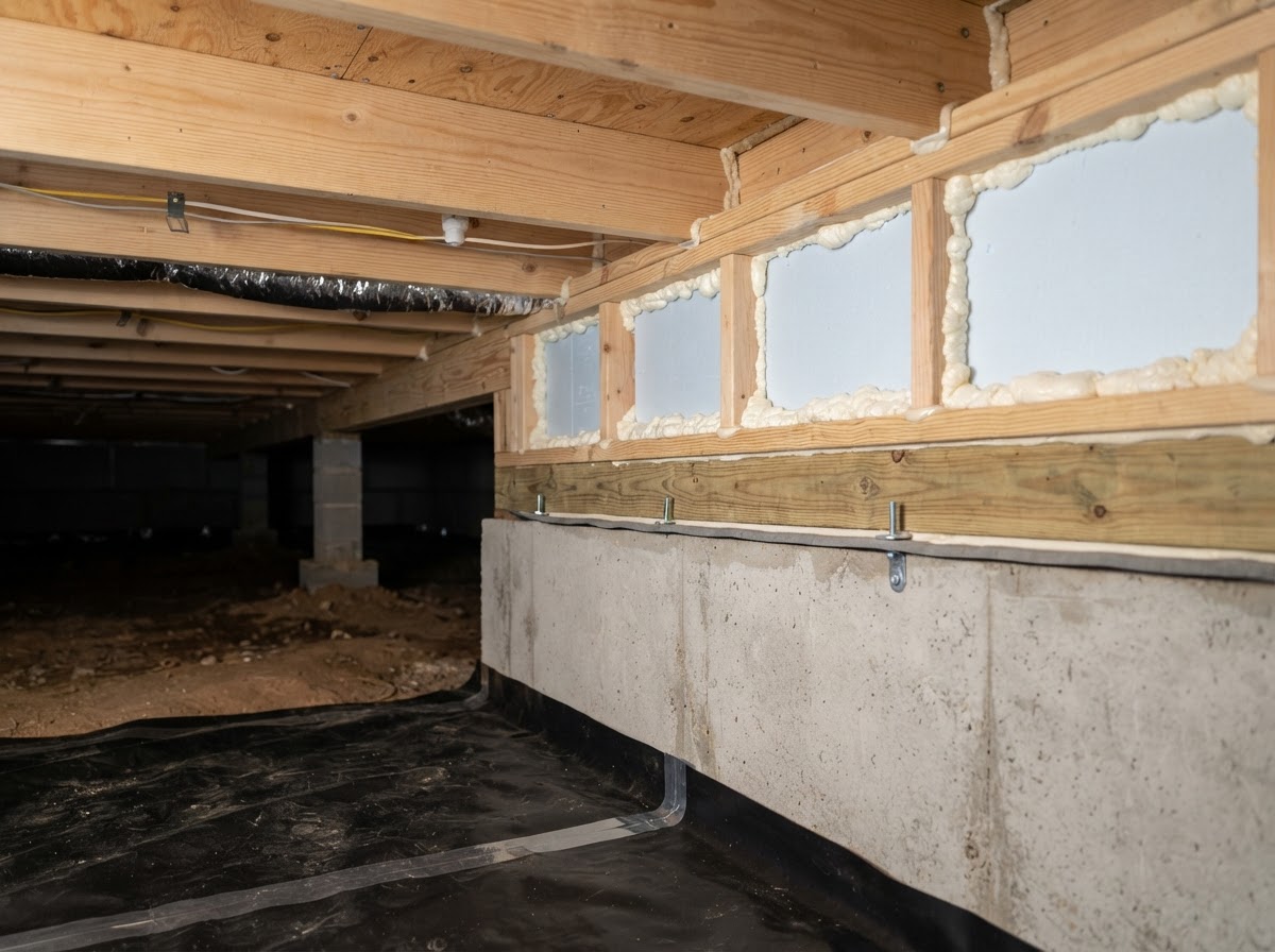 Building-envelope air-sealing area at floor framing