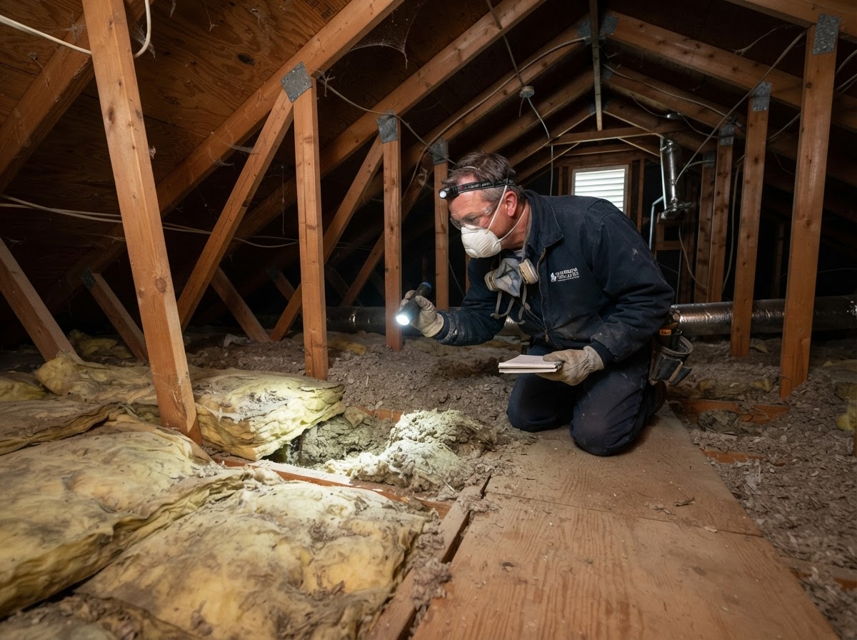 Professional inspection of existing attic insulation before replacement or upgrade