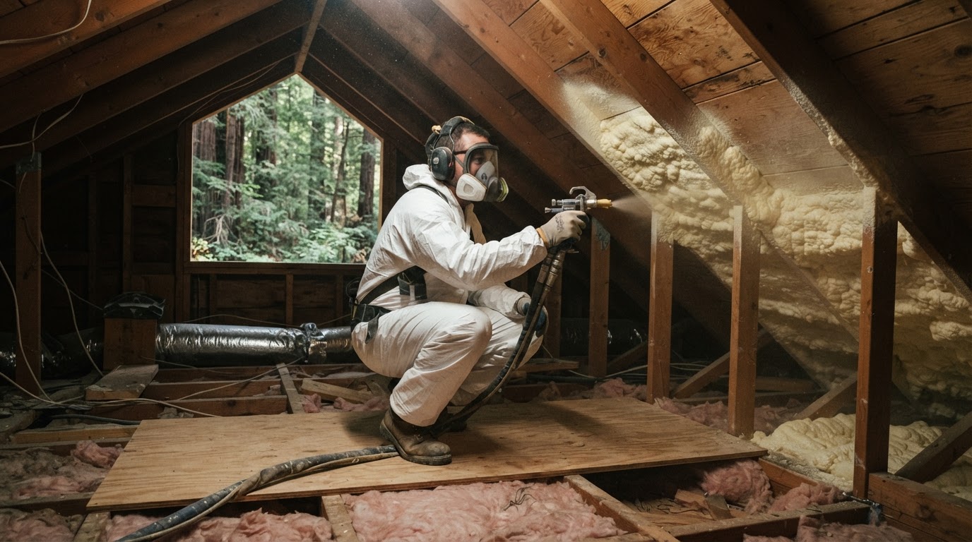 Attic insulation work in a Scotts Valley residential property