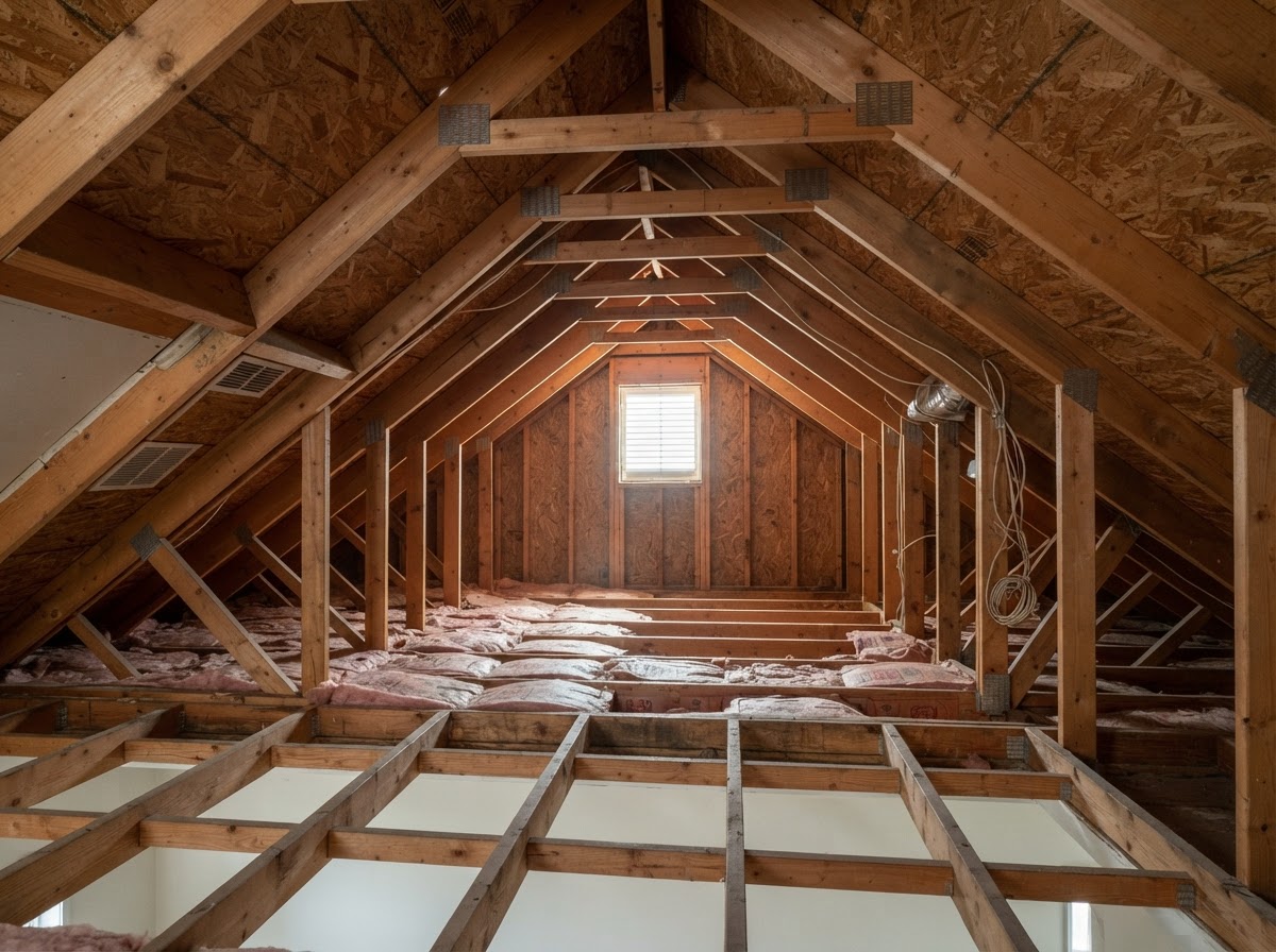 Attic insulation context in a Scotts Valley home