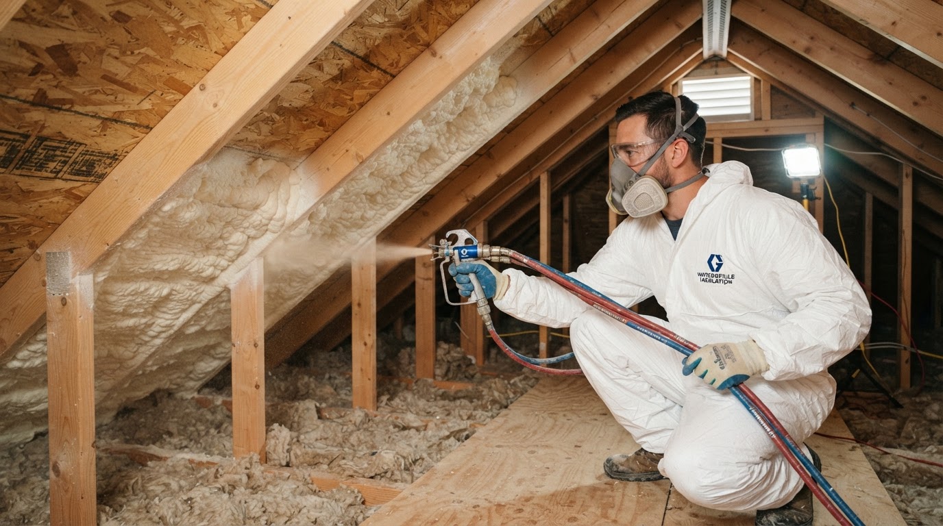 Roof deck spray foam insulation installation in Watsonville