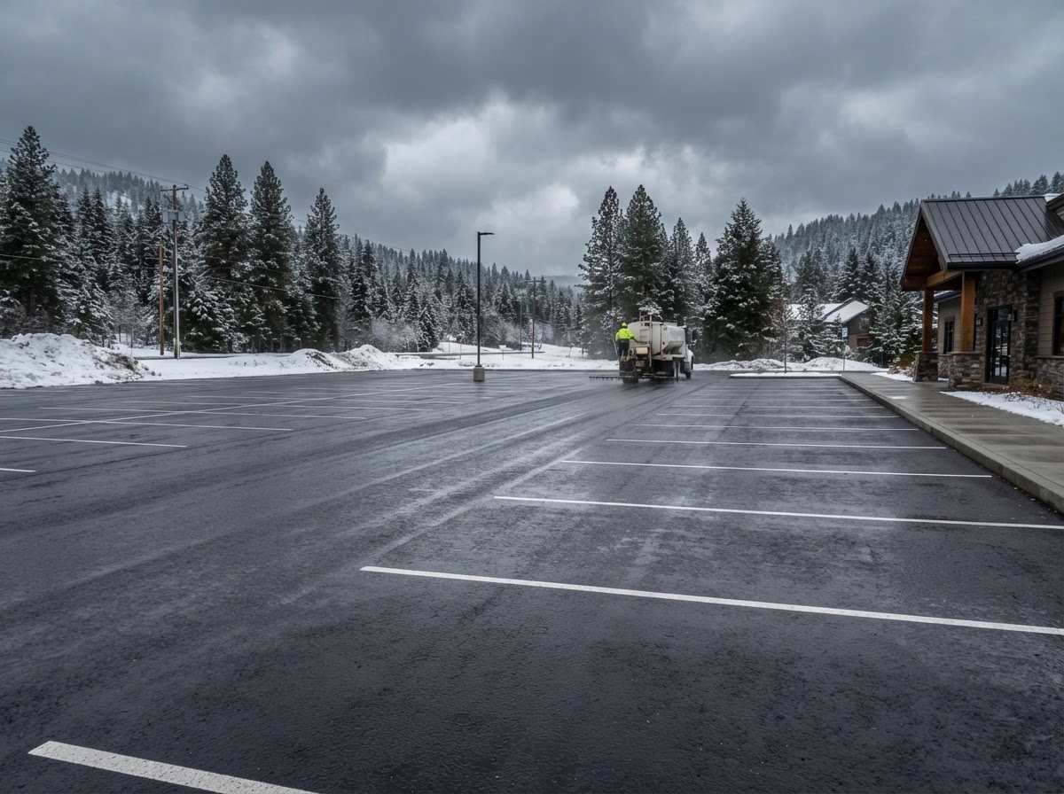 Anti-icing pre-treatment on private pavement in Post Falls Idaho