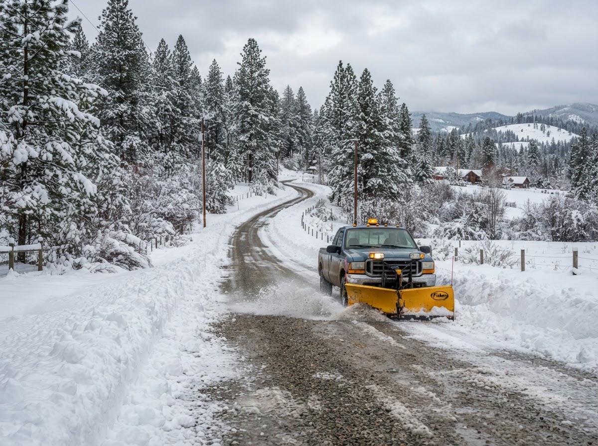 Private road snow plowing near Rathdrum Idaho