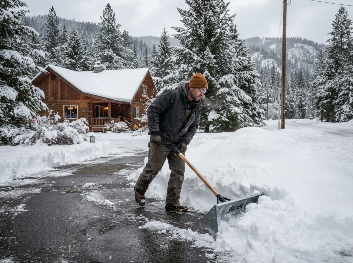 Ice management on a paved property access area in Post Falls
