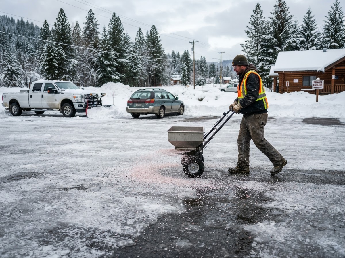 De-icing service on private pavement in Post Falls Idaho