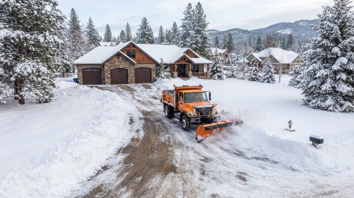 Snow plowing at a Dalton Gardens Idaho residential property