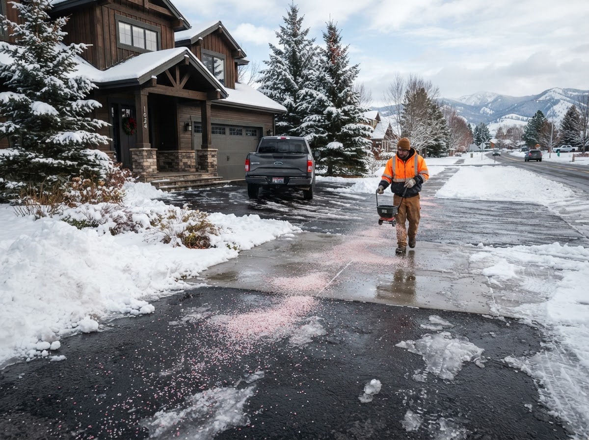 Snow pile management at a commercial property in North Idaho