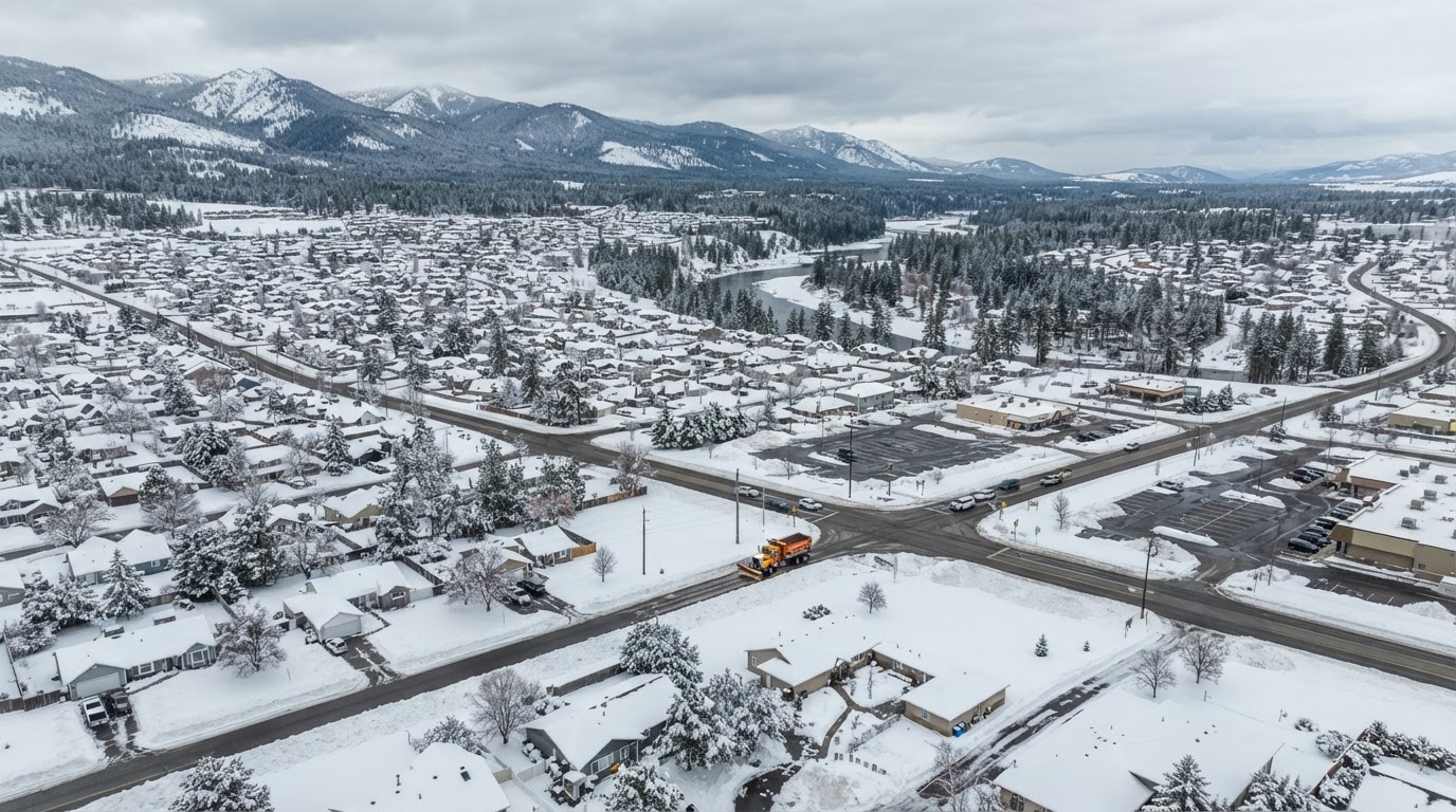 Snow removal service area near Post Falls Idaho
