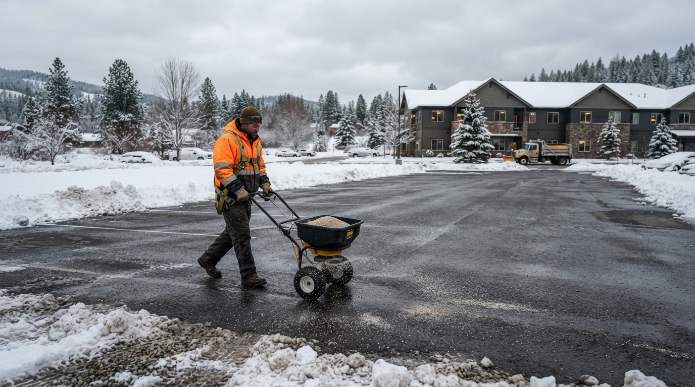 Ice management on a private property in Post Falls Idaho