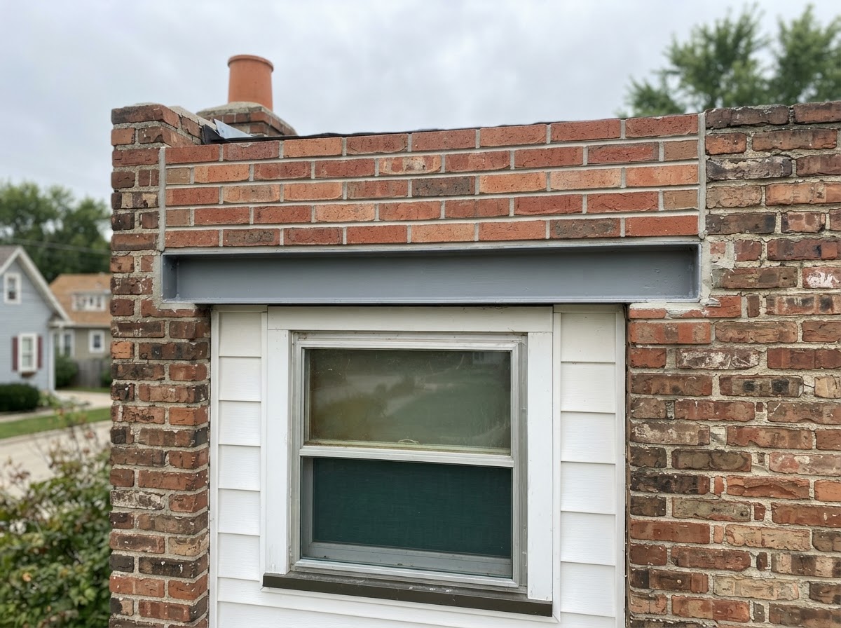 Restored brick masonry above a window lintel on a classic Nevada exterior