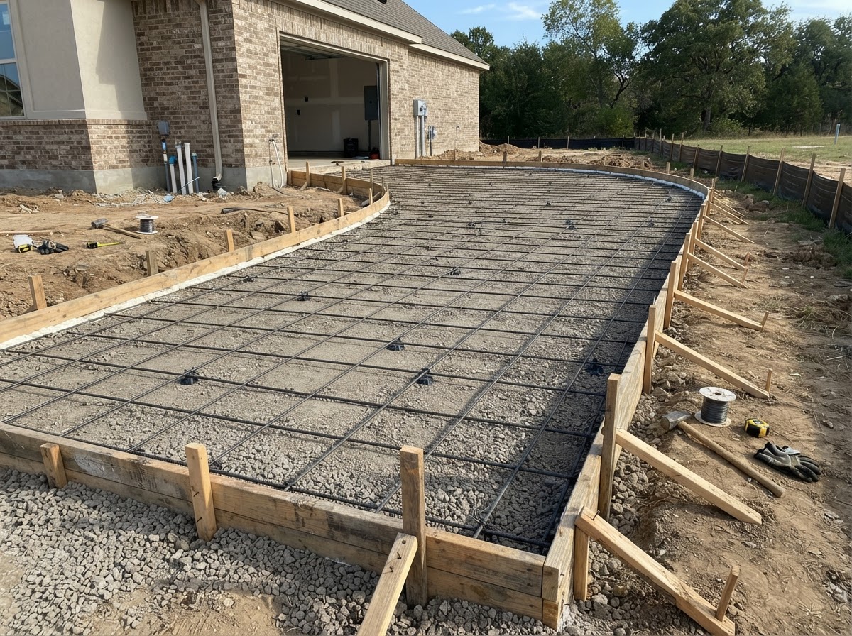 Driveway subgrade and base preparation with forms for a concrete pour in the Ames area