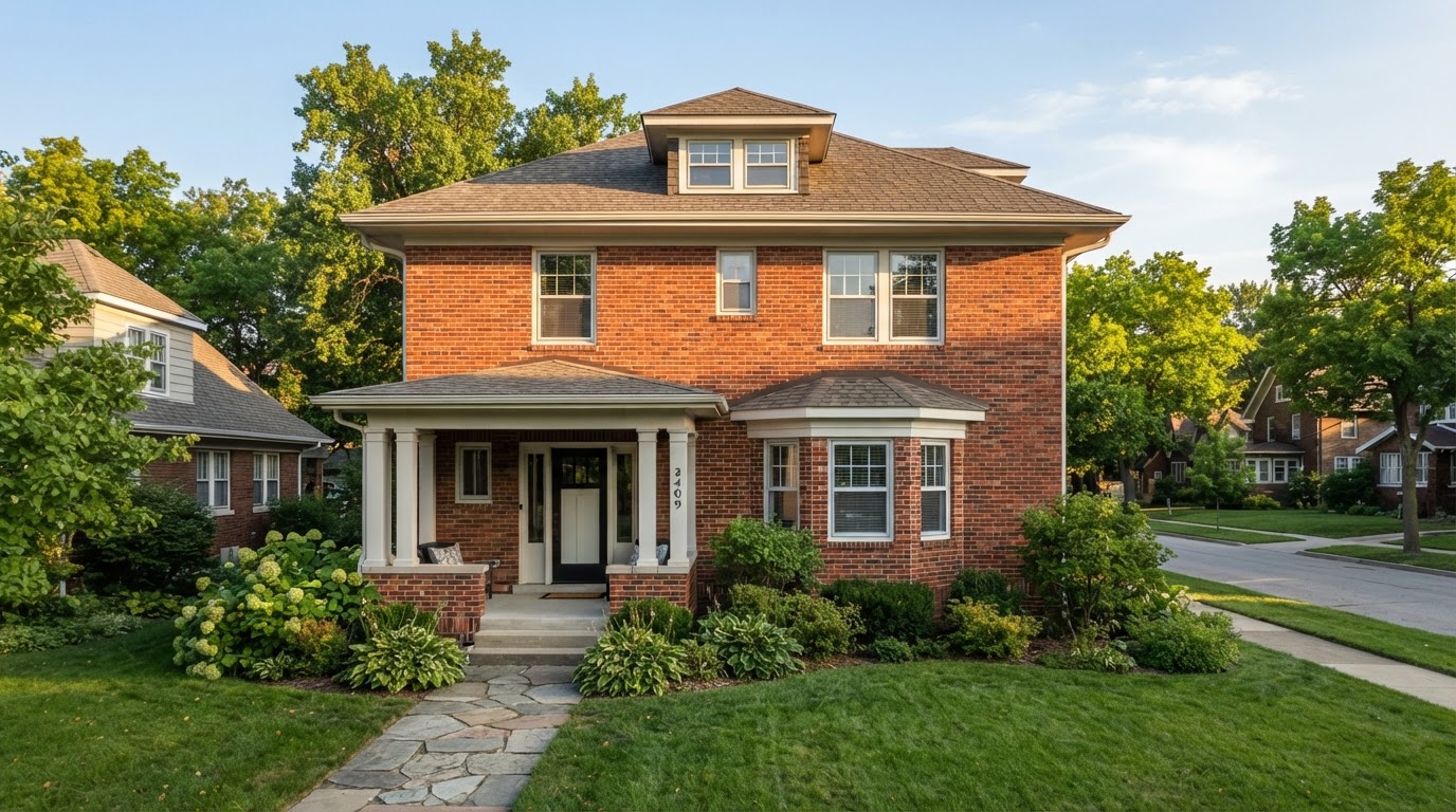 Completed masonry repair on a Central Iowa residential brick home