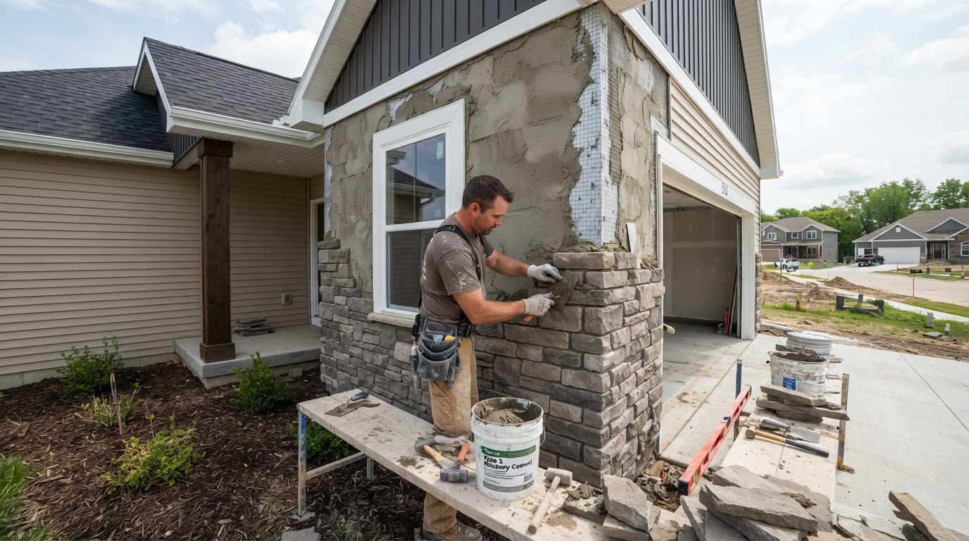 Completed heavy-duty block retaining wall with wall caps in a Huxley backyard