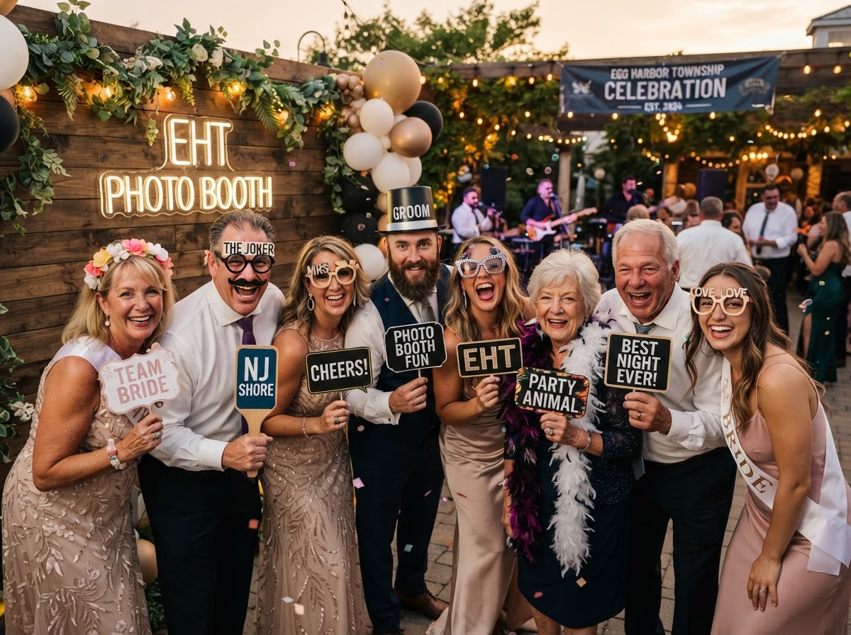 Party photo booth rental setup in Egg Harbor Township NJ.