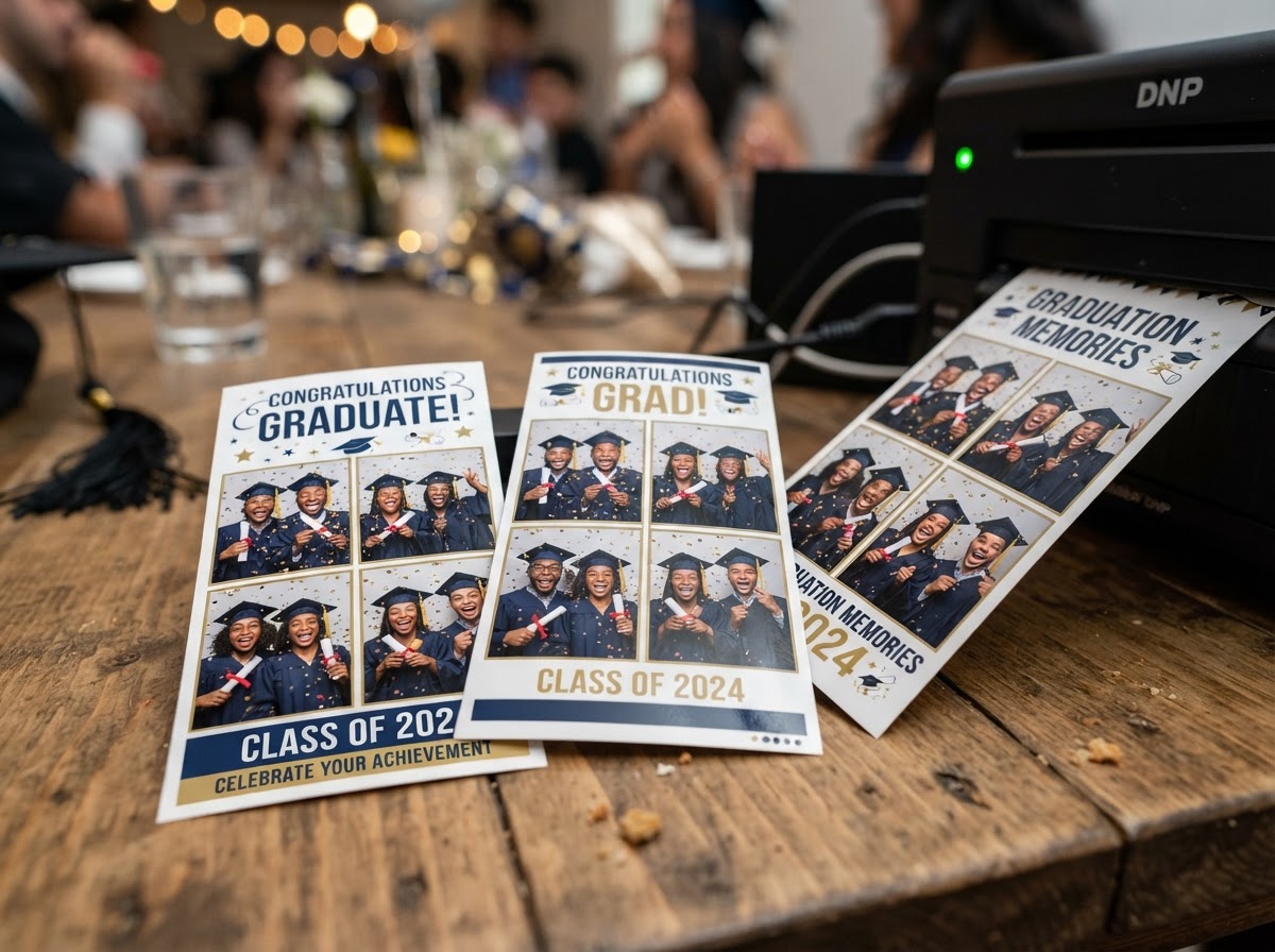 Custom graduation photo booth print template.