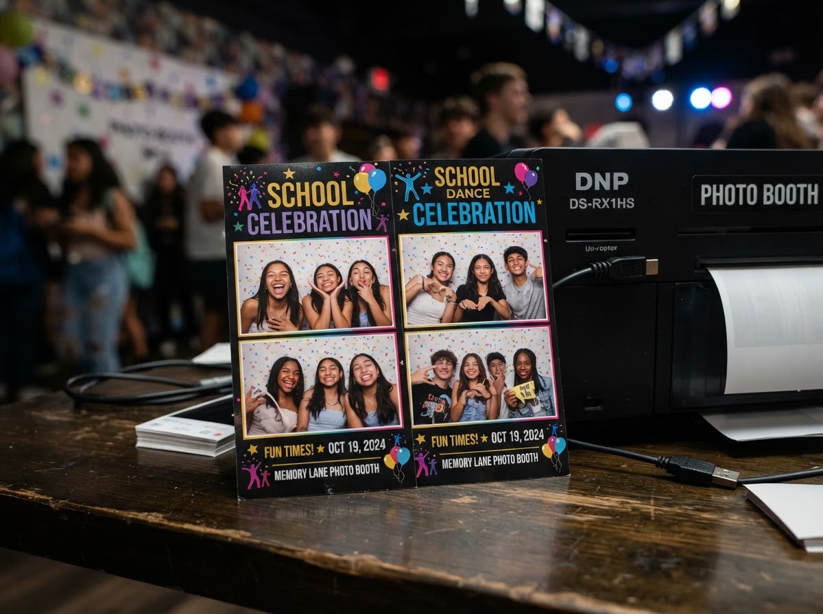 Custom school event photo booth print template.