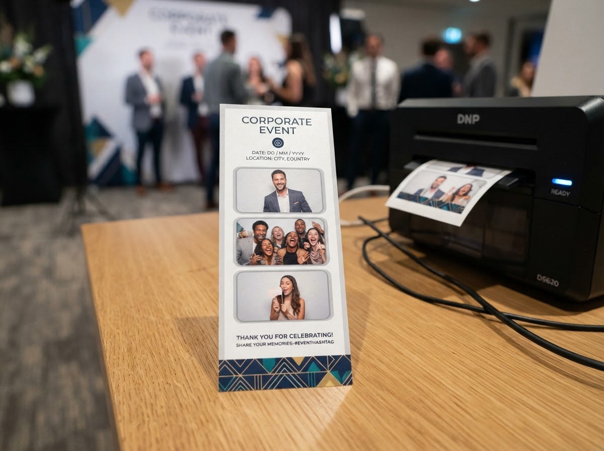Custom corporate photo booth print template.