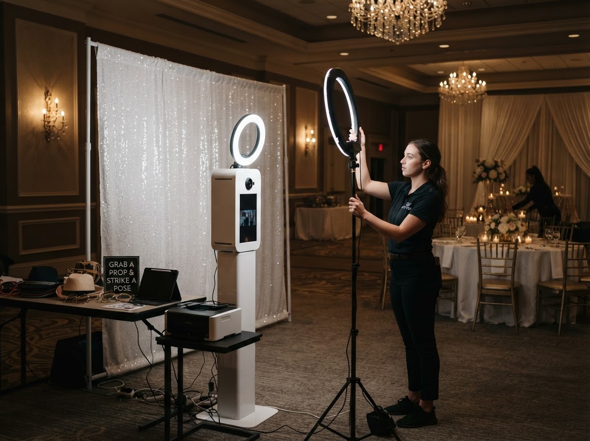 Wedding photo booth setup for an Atlantic City venue.