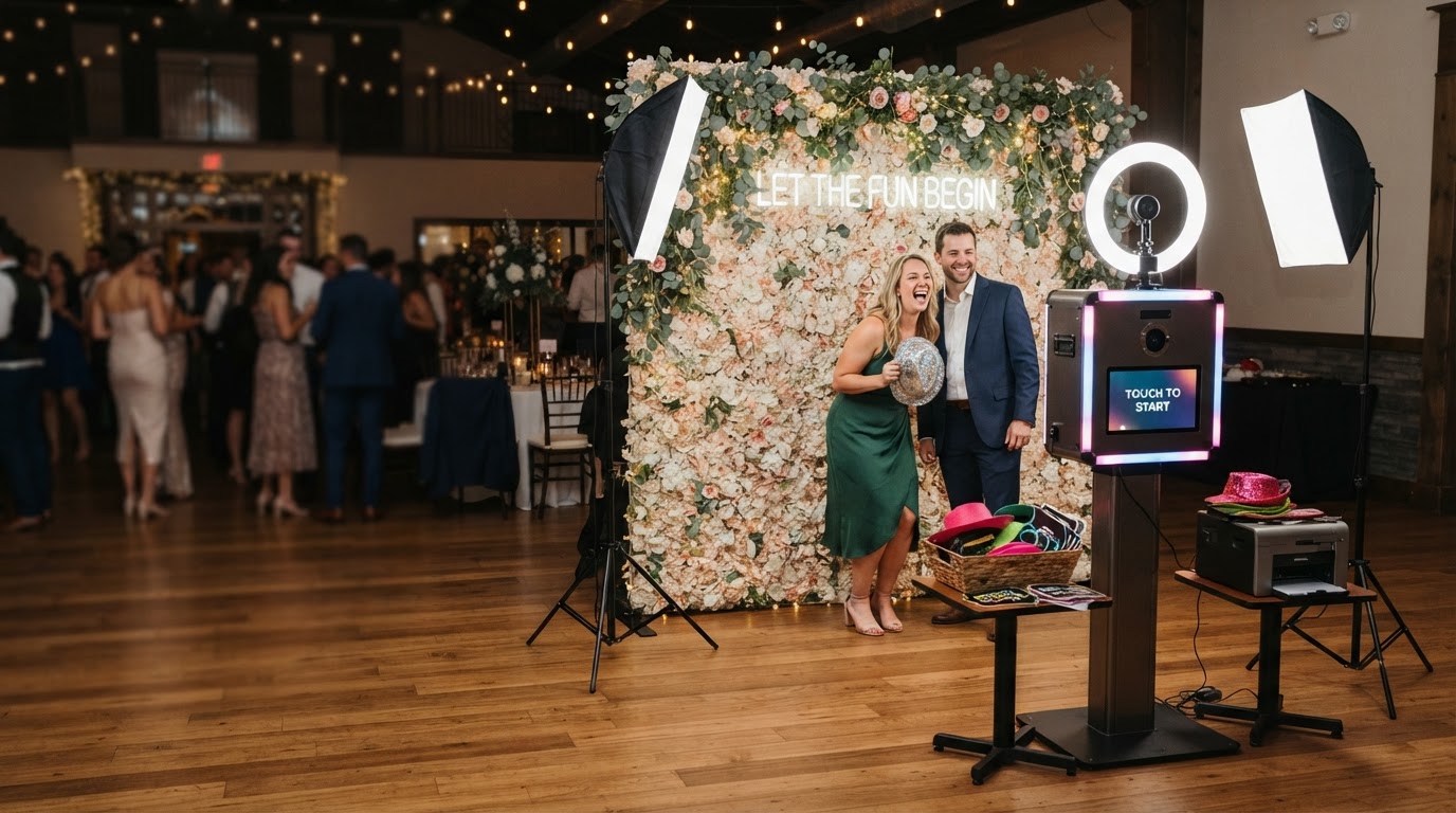 Open-air photo booth rental setup in Egg Harbor Township NJ.