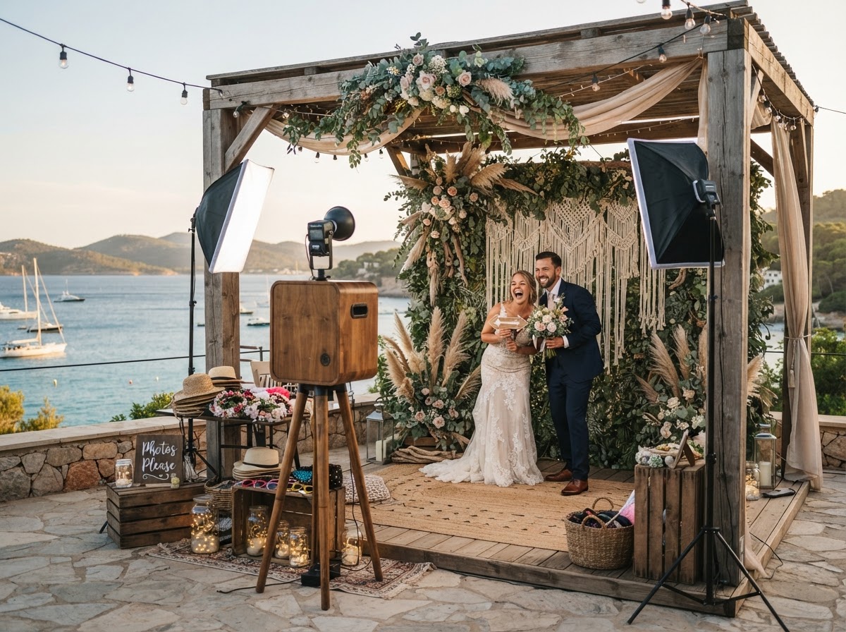 Shore wedding photo booth setup in Somers Point NJ.