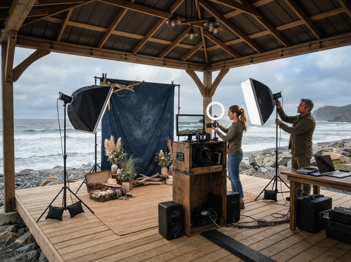 Wedding photo booth setup for an Ocean City shore event.