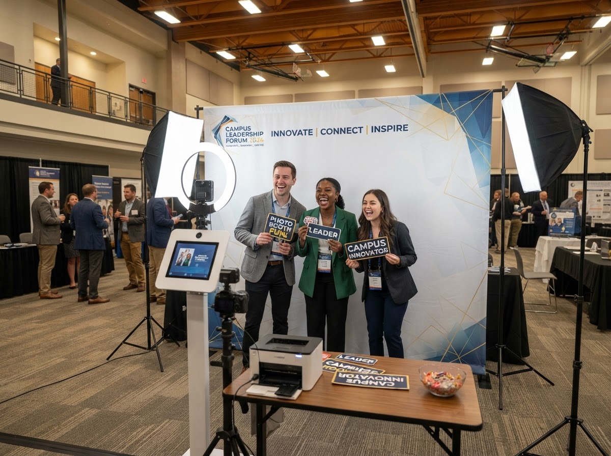 Open-air photo booth setup for a Galloway event.