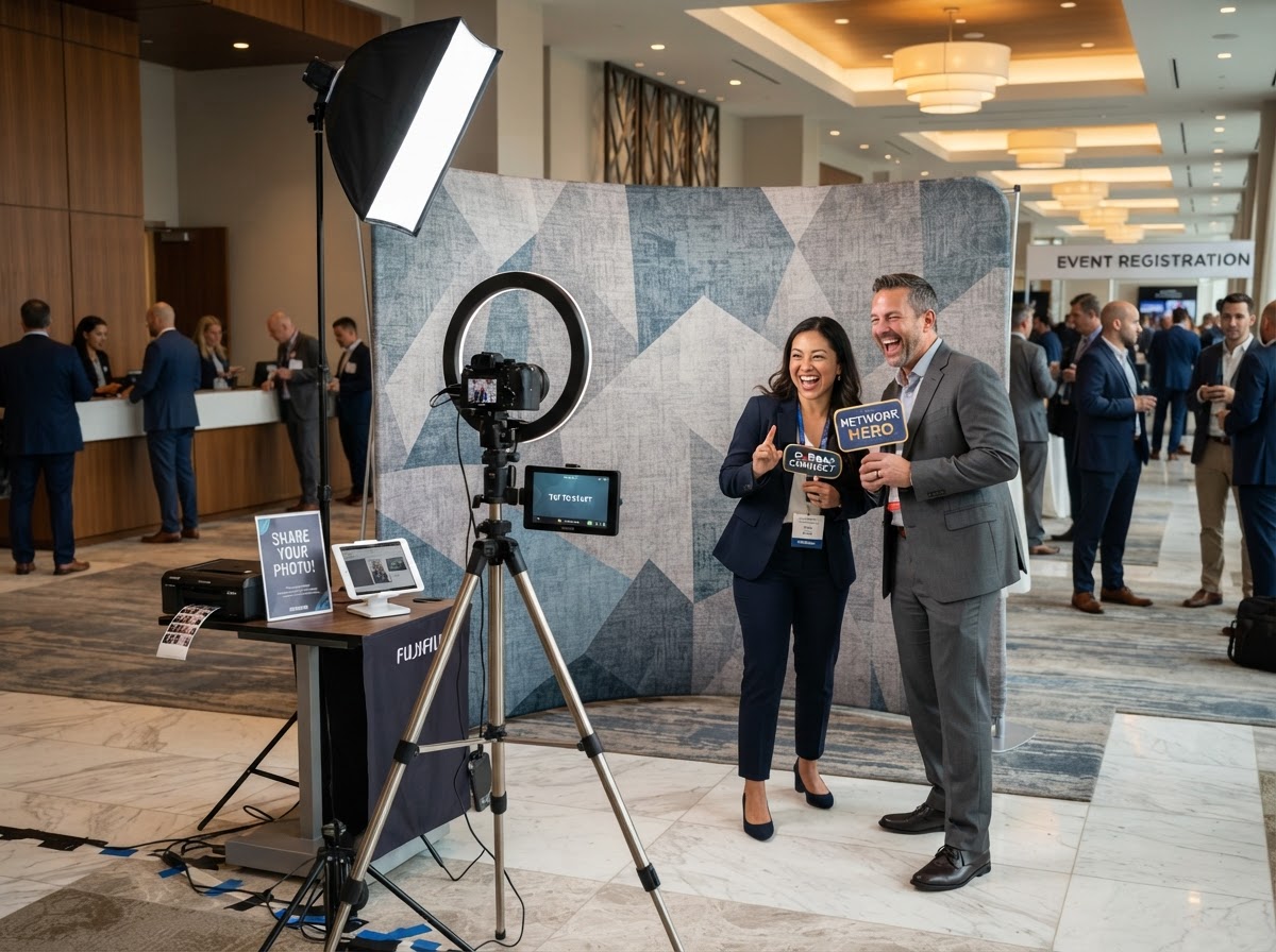 Corporate photo booth setup for an Atlantic City event.