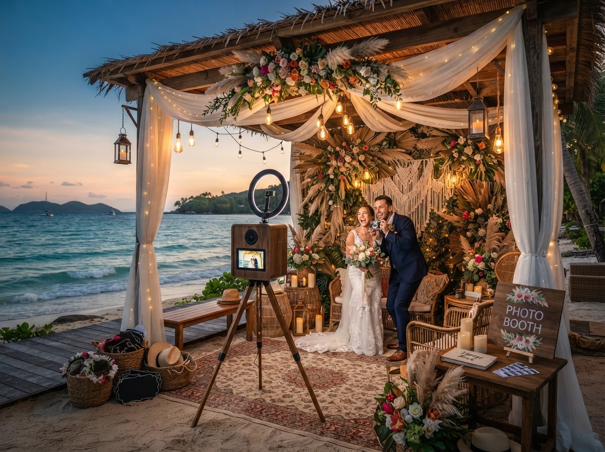 Protected wedding photo booth setup in Brigantine NJ.