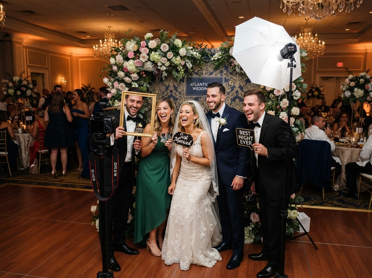 Wedding photo booth rental at an Atlantic City NJ reception.