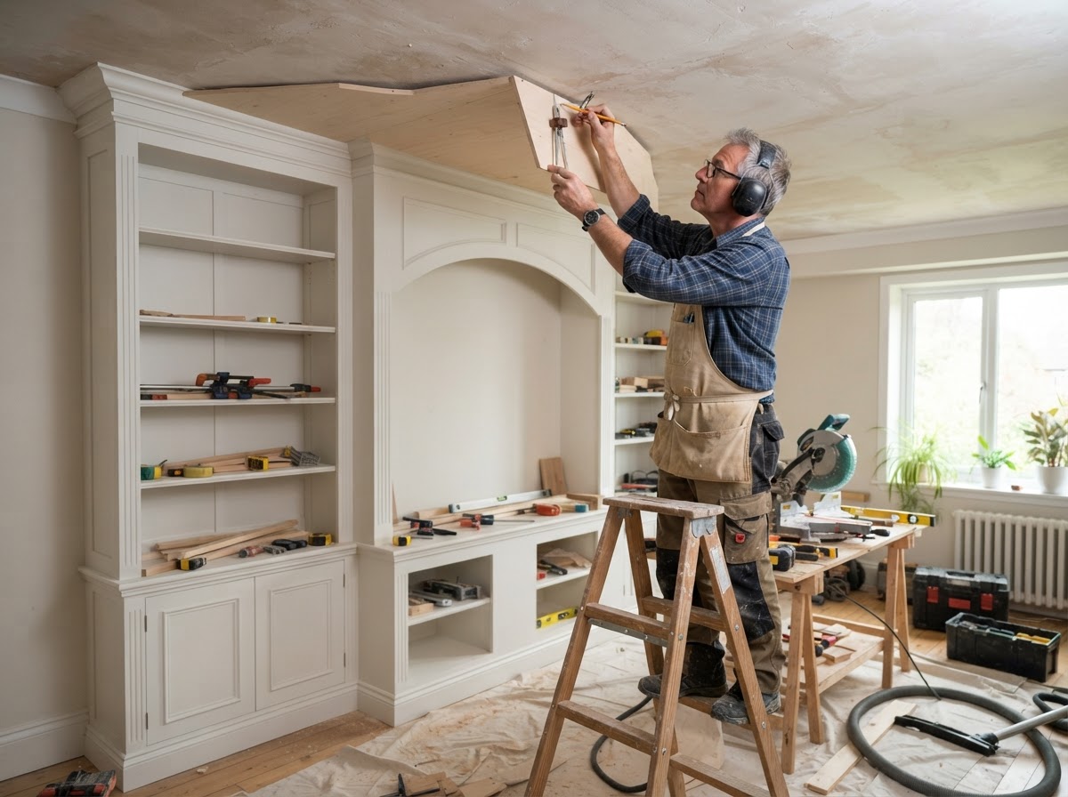 Built-in bookcase and shelving fitted wall to wall in a Hazelwood residence