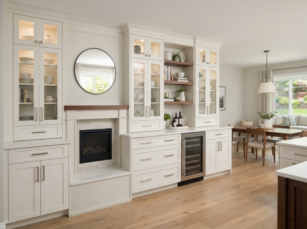 Finished custom cabinetry with consistent reveals and aligned door hardware