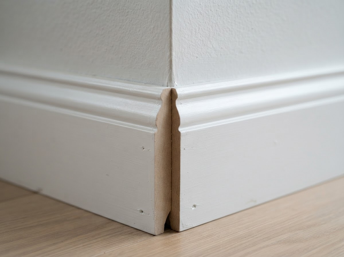 Baseboard replacement with a coped inside corner fitting against existing trim