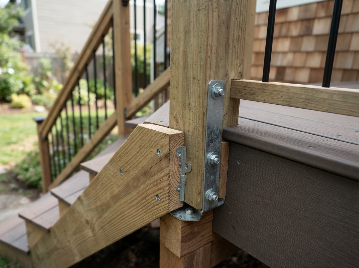 Deck railing and guard repair addressing loose posts and damaged rails in Hazelwood