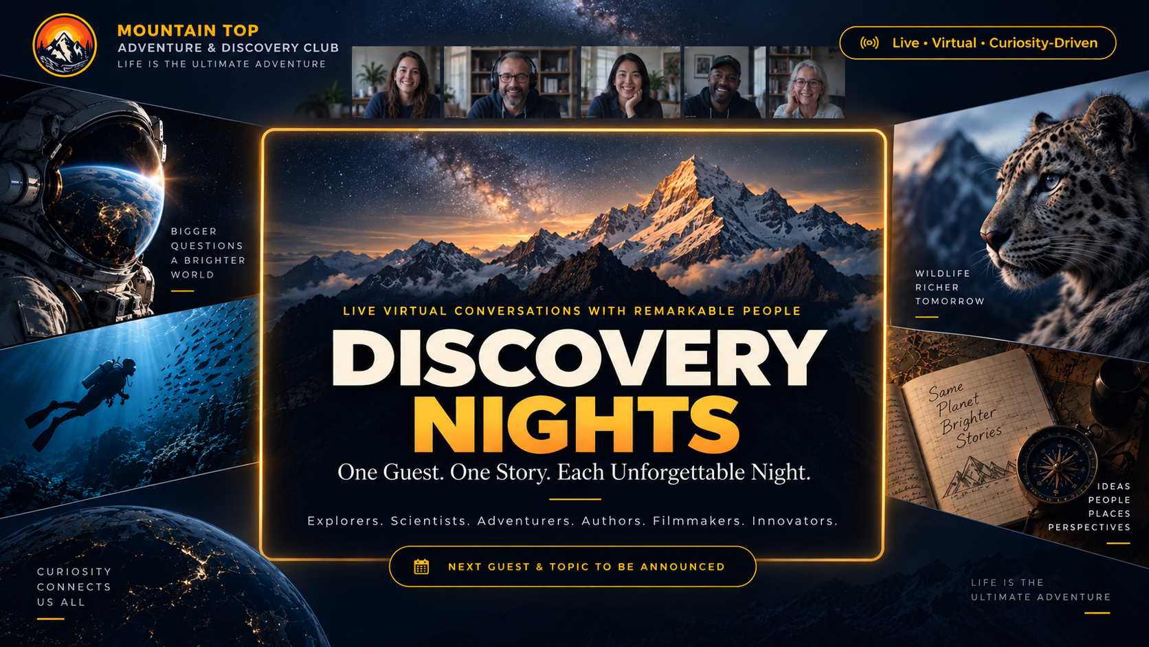 Mountain Top Adventure & Discovery Club - Discovery Nights Live Virtual Speaker Experience