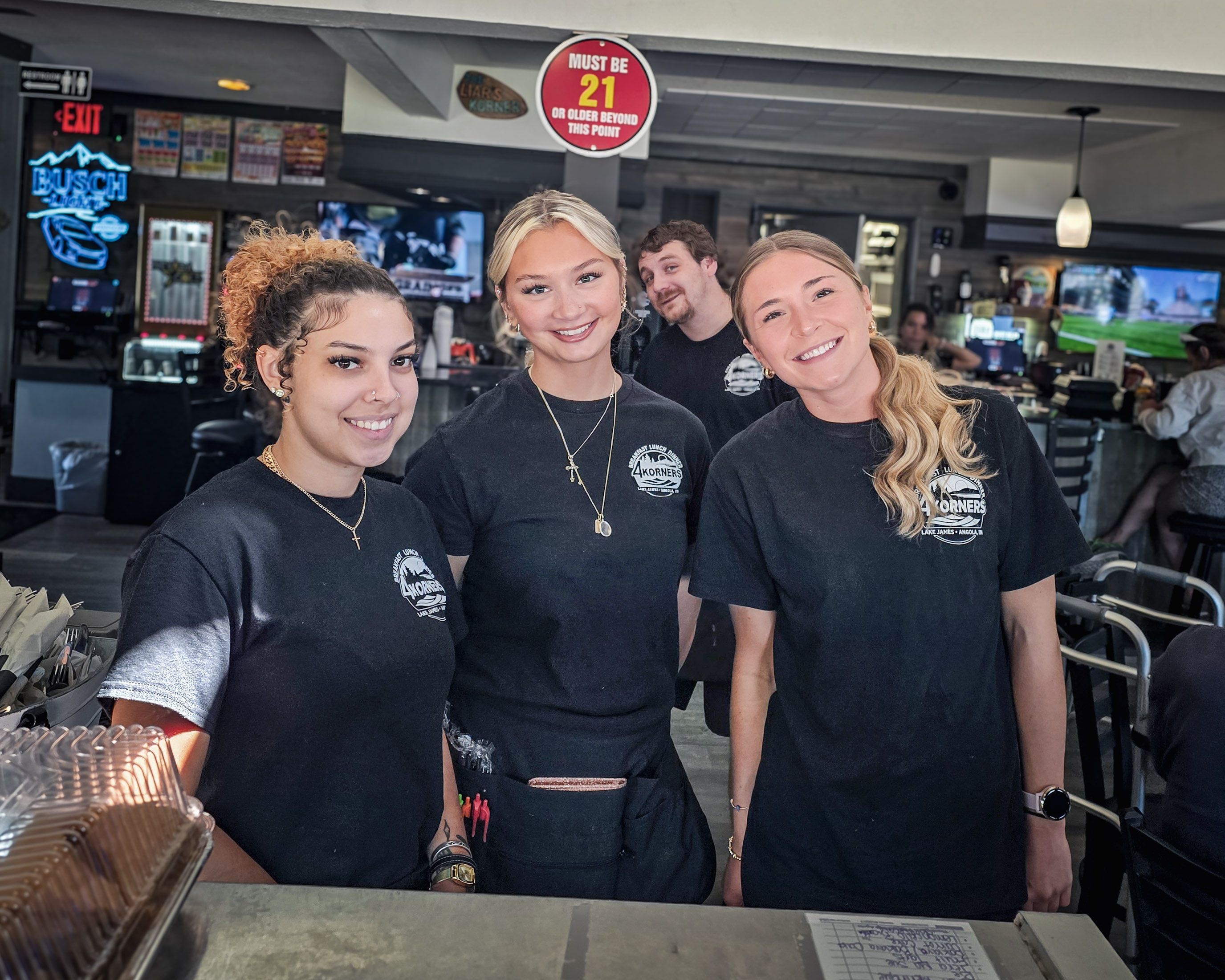 Friendly staff members at 4Korners Restaurant near Lake James