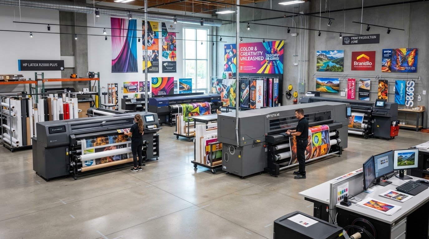 Modern commercial digital print shop production facility