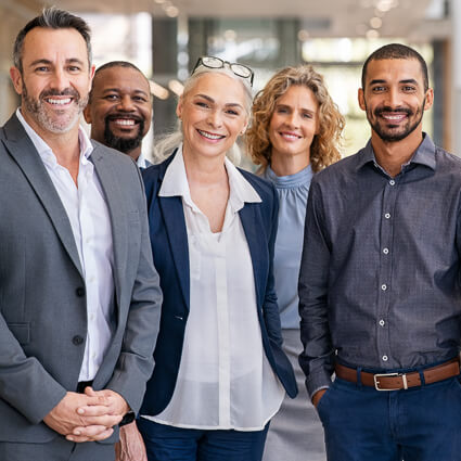 Group of happy federal worker professionals