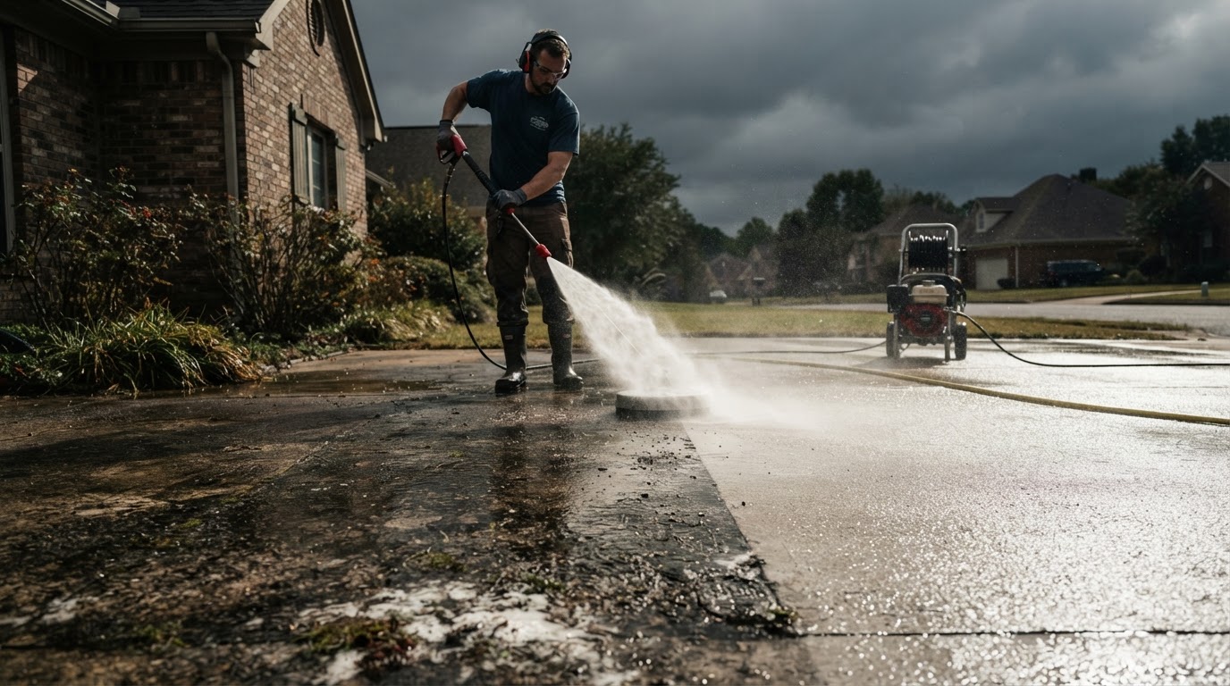 Driveway & Concrete pressure washing result