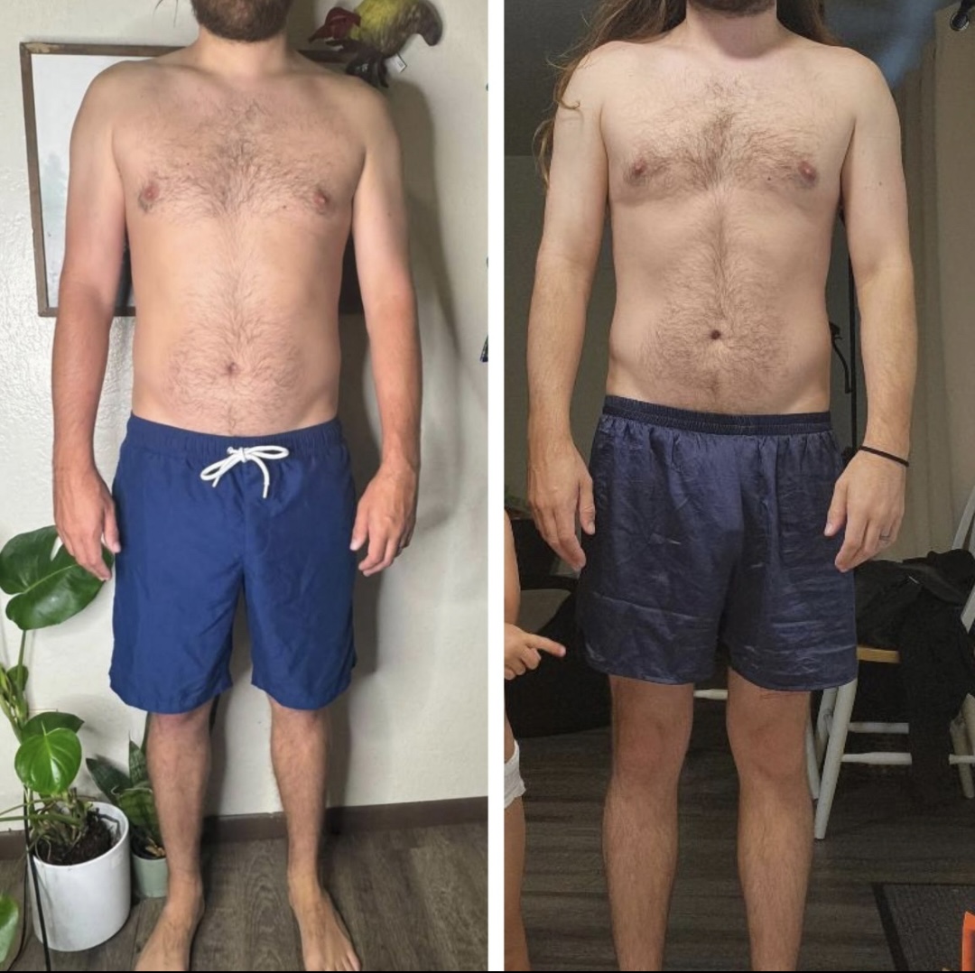 Taylor Newberry before and after transformation with 2 gym sessions per week
